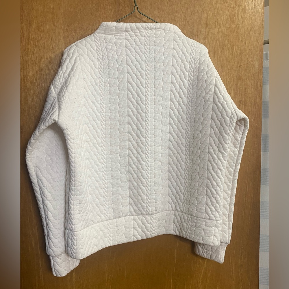 For the Republic White Quilted High-Neck Sweater. Size Medium